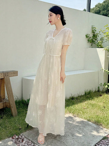 Elegant Semi-Transparent Chinese Style Two Pieces Women's Dress