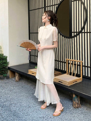 New Chinese Style Casual Vintage Long Skirt