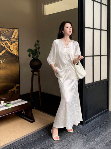 New Chinese Style Women's Solid Color Simple Daily National Style Suit