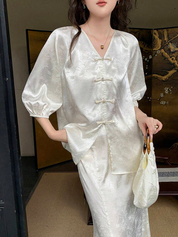 New Chinese Style Women's Solid Color Simple Daily National Style Suit
