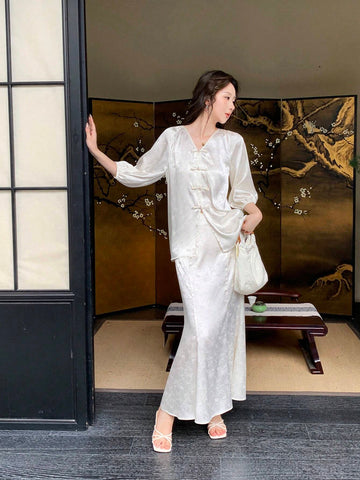 New Chinese Style Women's Solid Color Simple Daily National Style Suit