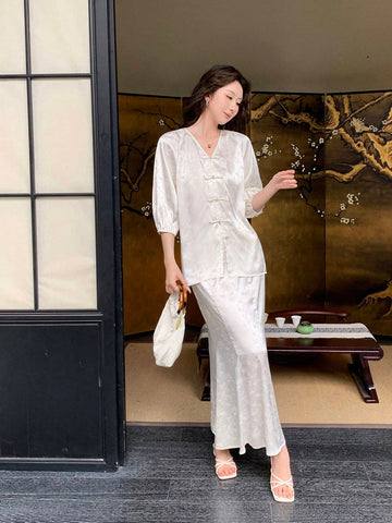 New Chinese Style Women's Solid Color Simple Daily National Style Suit