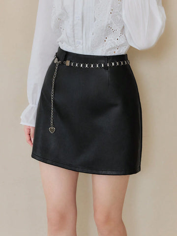 EastFlair Women Casual Solid Color A-Line Mini Skirt, Versatile For Autumn