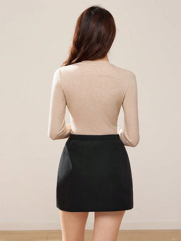 EastFlair Women's Gold Floral Embellished Simple A-Line Skirt, Fashionable