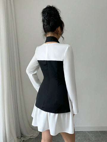 25+ Elegant Lady-Like Rose Print Office Commuter Dress