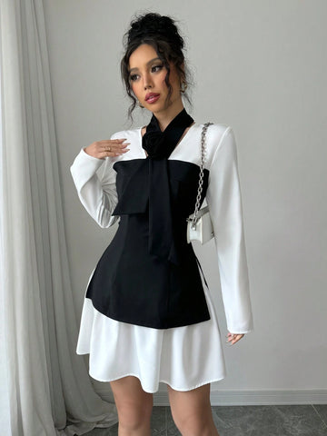 25+ Elegant Lady-Like Rose Print Office Commuter Dress