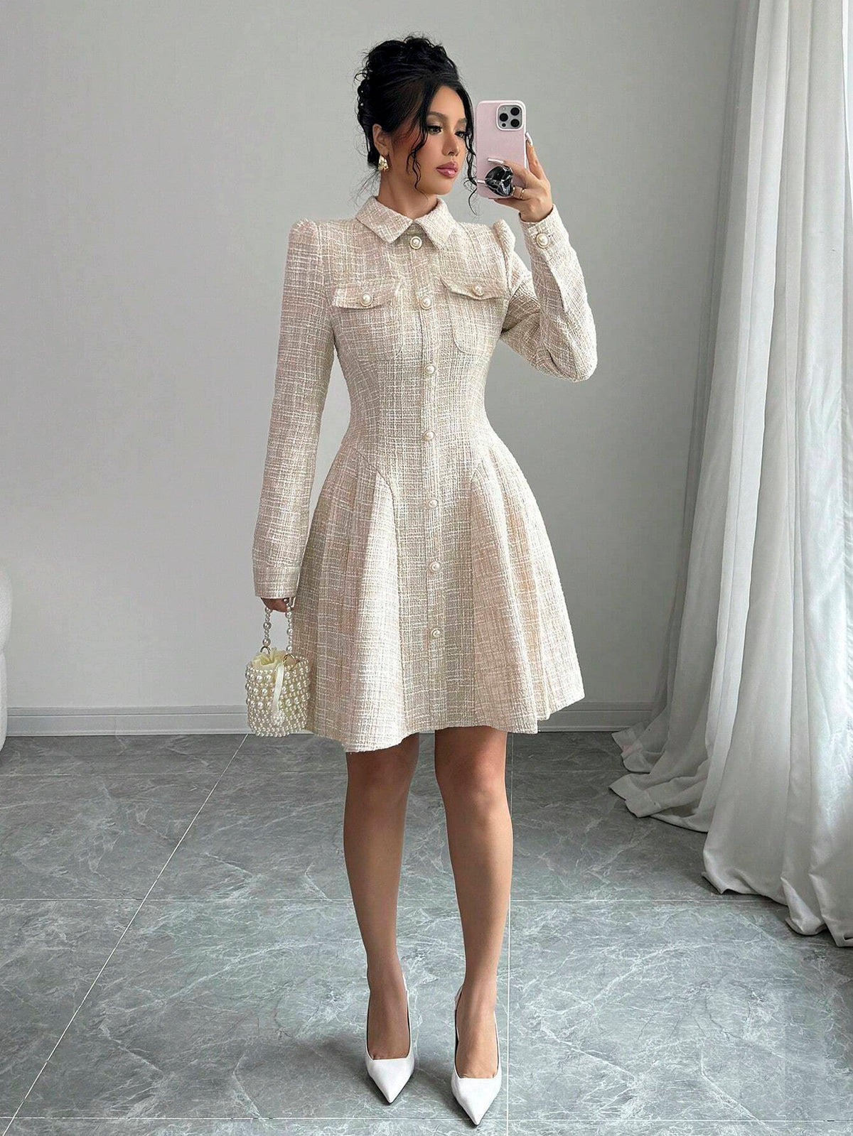 Elegant Waisted Dress For Afternoon Tea, Gentle Lady Style, Autumn