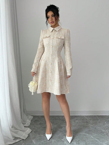 Elegant Waisted Dress For Afternoon Tea, Gentle Lady Style, Autumn