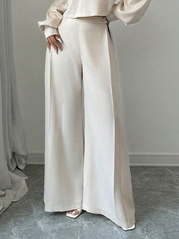 Elenzya Women's Casual Loose Fit Contrast Color Wide Leg Pants