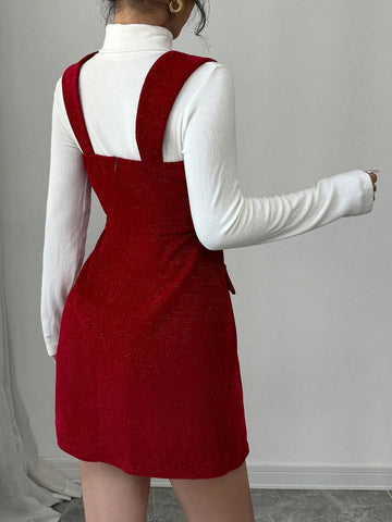 Women's Elegant Christmas Party A-Line Sleeveless Waist Flare Mini Dress