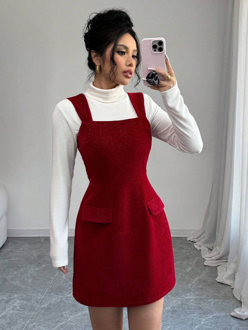 Women's Elegant Christmas Party A-Line Sleeveless Waist Flare Mini Dress