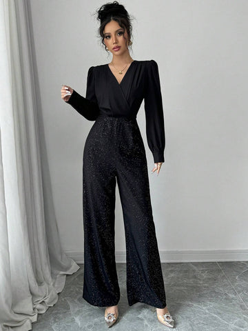Women's Fashion Sparkling Patchwork Jumpsuit For Autumn