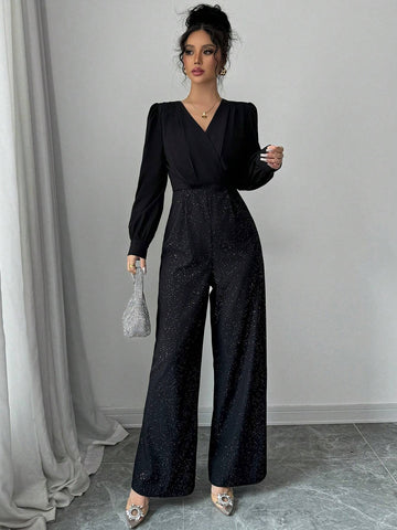 Women's Fashion Sparkling Patchwork Jumpsuit For Autumn