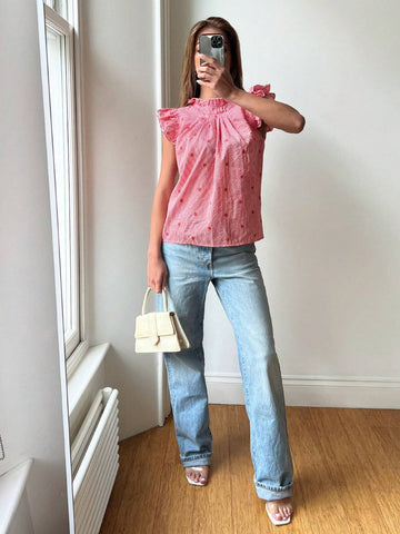 Essnce 2024 Spring/Summer Plaid Off-Shoulder Women's Blouse For Vacation And Picnic