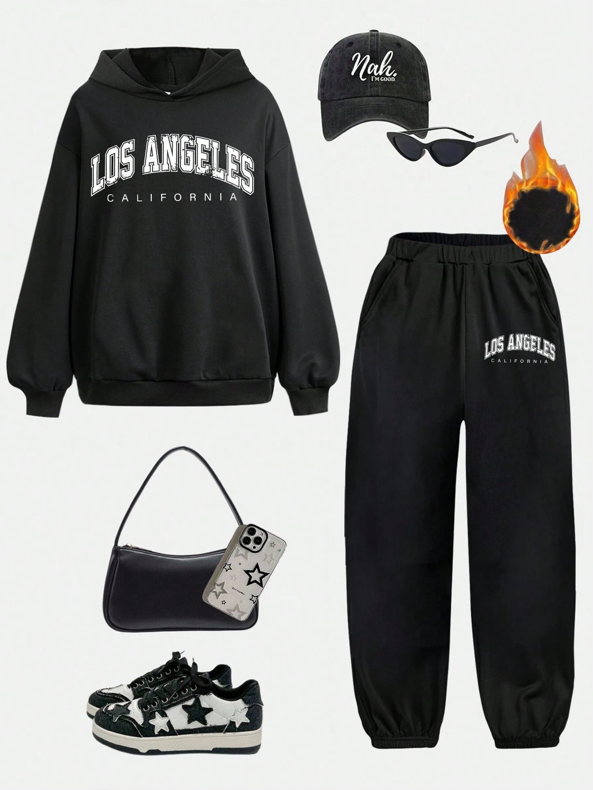 2pcs/Set Women Casual Hooded Long Sleeve Sweatshirt & Sweatpants Loungewear