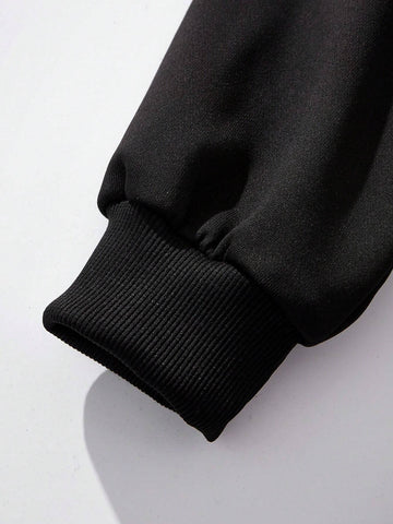 2pcs/Set Women Casual Hooded Long Sleeve Sweatshirt & Sweatpants Loungewear