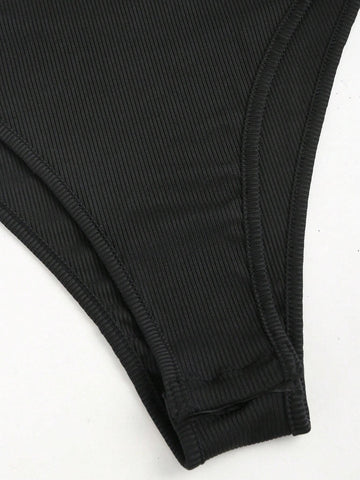 2pcs/Set Women Solid Color Round Neck Sleeveless Top And Casual Pants Suit