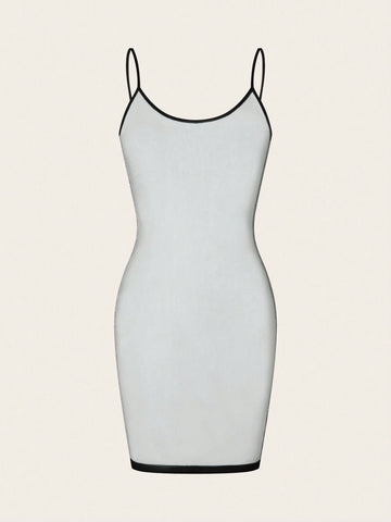 2pcs Set Solid Fleece Slip Dress & Bodycon Dress Combo