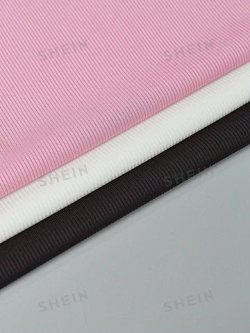 3pcs/Set Contrast Trim Spaghetti Strap Dress