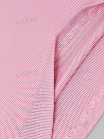 3pcs/Set Contrast Trim Spaghetti Strap Dress