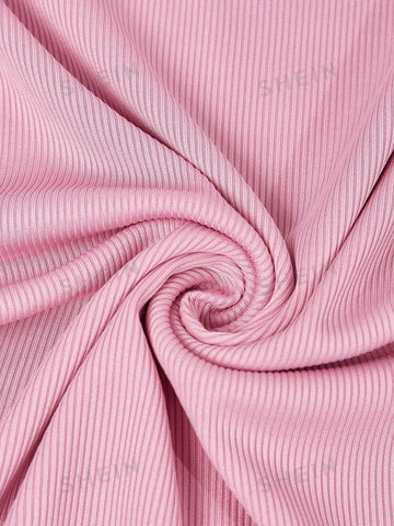 3pcs/Set Contrast Trim Spaghetti Strap Dress