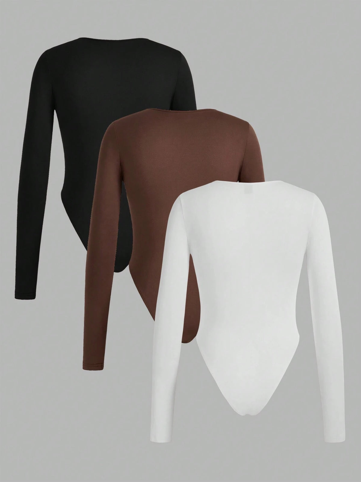 3pcs/Set Women's Casual Simple Long Sleeve Bodysuit, Spring Autumn