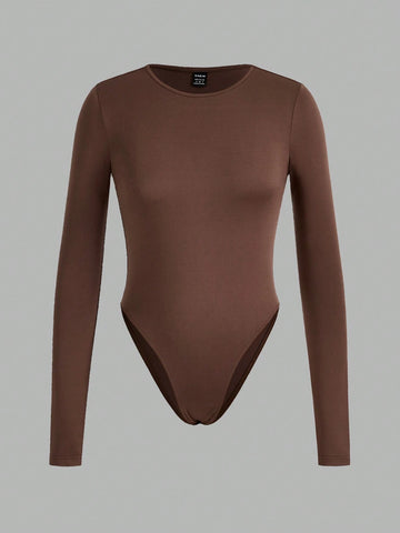 3pcs/Set Women's Casual Simple Long Sleeve Bodysuit, Spring Autumn