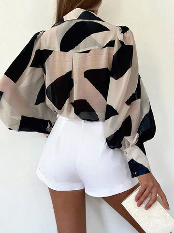 Essnce Allover Print Button Front Shirt For Dailywear