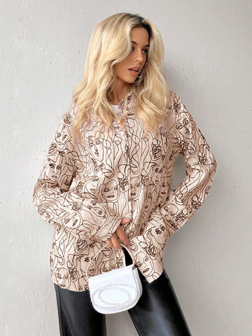 Allover Print Drop Shoulder Shirt