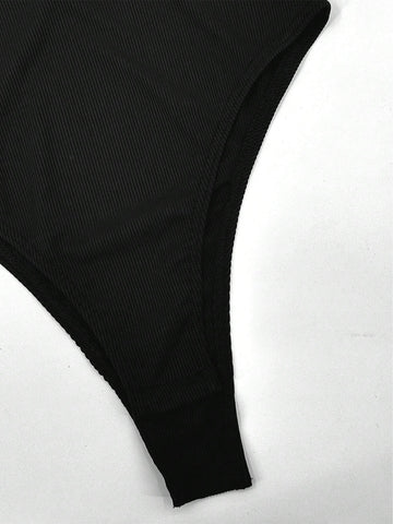 Asymmetric One Shoulder Sleeveless Sexy Bodysuit Three-Piece Set