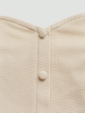 Button Up Strapless Top And Pants Set