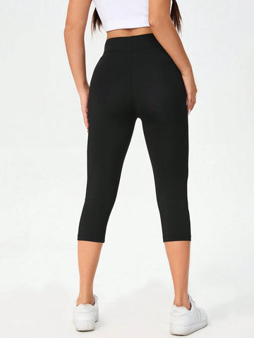 Essnce Casual Knitted Slim Fit 3/4 Length Women's Leggings, Suitable For Summer Love