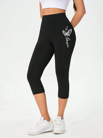 Essnce Casual Knitted Slim Fit 3/4 Length Women's Leggings, Suitable For Summer Love