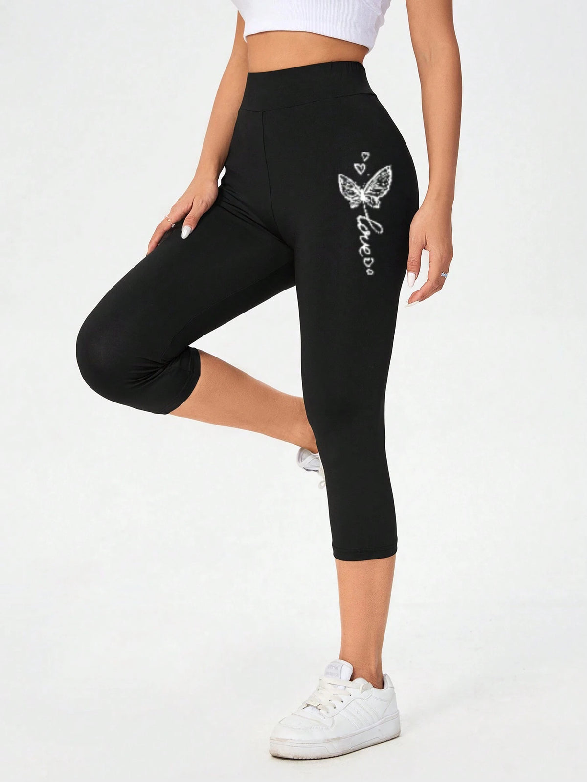 Essnce Casual Knitted Slim Fit 3/4 Length Women's Leggings, Suitable For Summer Love