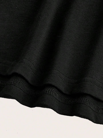 Casual Minimalist Moon Pattern Sleeveless Fitted Black Dress For Women