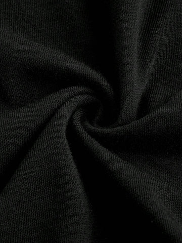 Casual Minimalist Moon Pattern Sleeveless Fitted Black Dress For Women