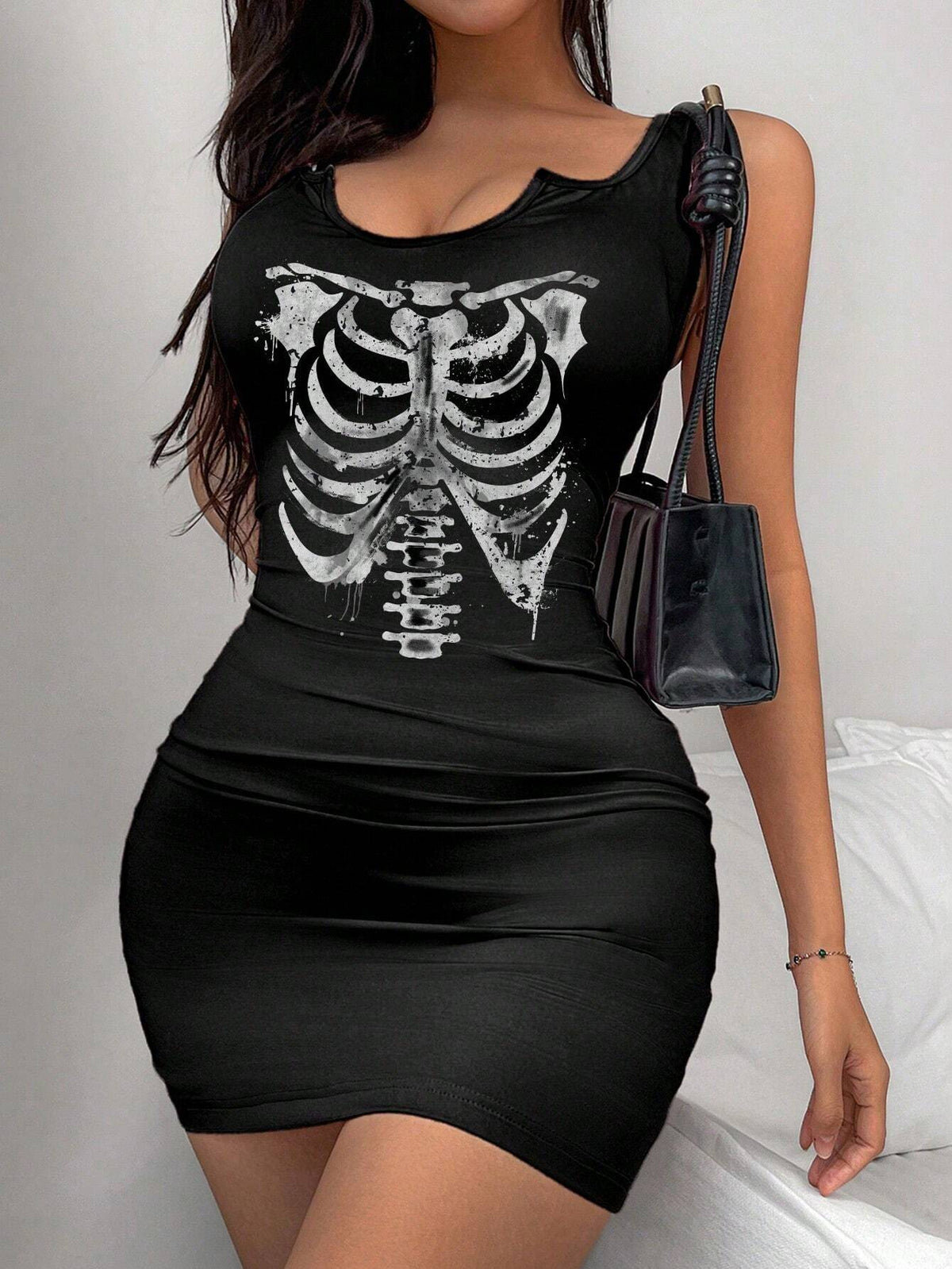 Casual Minimalist Women Sleeveless Thick Strap Fitted Bodycon Dress