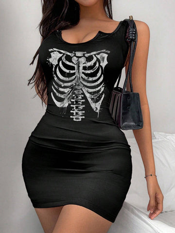 Casual Minimalist Women Sleeveless Thick Strap Fitted Bodycon Dress