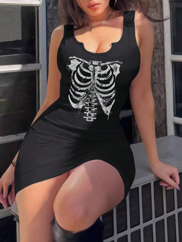 Casual Minimalist Women Sleeveless Thick Strap Fitted Bodycon Dress