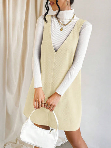 Casual Solid Color Sleeveless Dress, Autumn