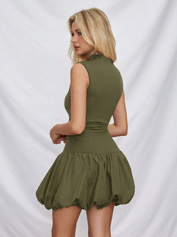 Casual Women's Solid Color Stand Collar Summer Dress Bachelorette Dress Y2k Dress Summer