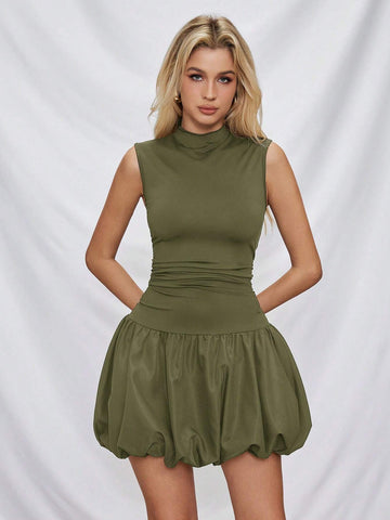 Casual Women's Solid Color Stand Collar Summer Dress Bachelorette Dress Y2k Dress Summer
