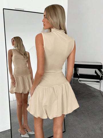 Casual Women's Solid Color Stand Collar Summer Dress Bachelorette Dress Y2k Dress Summer