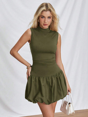 Casual Women's Solid Color Stand Collar Summer Dress Bachelorette Dress Y2k Dress Summer