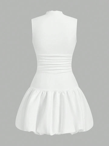 Casual Women's Solid Color Stand Collar Summer Dress Bachelorette Dress Y2k Dress Summer