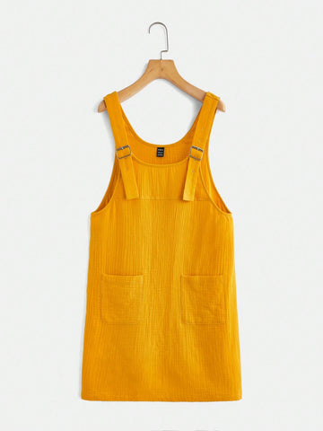 Casual Women's Solid Color Suspender Dress