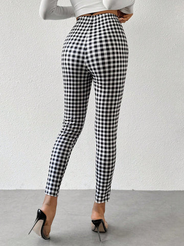 Essnce Checked Print Leggings