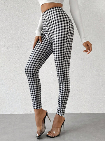 Essnce Checked Print Leggings