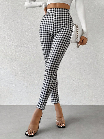 Essnce Checked Print Leggings