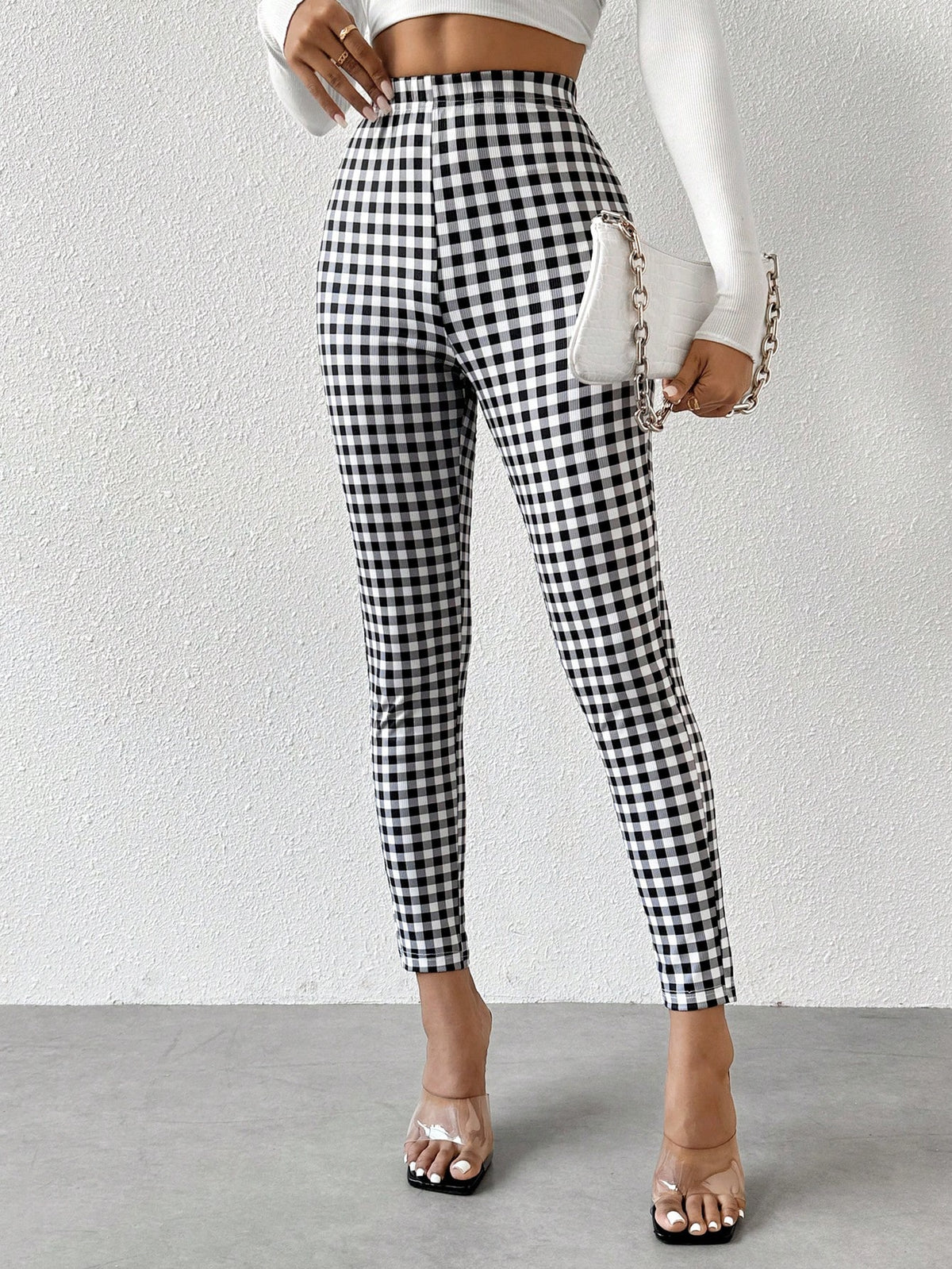 Essnce Checked Print Leggings